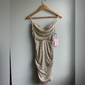 GOLD SPARKLE MINI DRESS SIZE XS